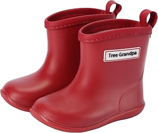 Tree Grandpa Toddler Rain Boots, Easy Slip On Rain Boots, Waterproof Shoes for Boys Girls (1-6 Years)