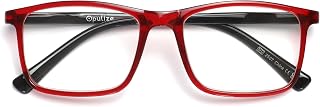 OPULIZE INK Reading Glasses - Large Rectangular Frame - Spring Hinges - Scratch Resistant - Dark Red Black Arm - Mens Womens +1.00