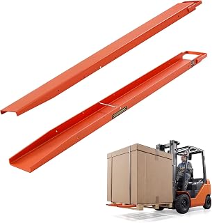 VEVOR Forklift Extensions 72 x 5.5 in, Upgrade Retaining Loop & Bottom Lock | for Forklifts and Forklift Trucks, Heavy-Duty Industrial Pallet Fork Attachments, Extended Load Handling, Orange, 1 Pair
