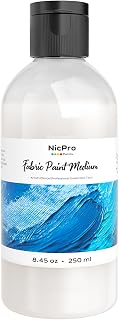 Nicpro 8.45oz Professional Effects Fabric Medium for Fabric Paint | Textile Medium Improves Acrylic Paint Adhesion, Softness, Fade Resistant for DIY Clothing, T-shirts Shoes Jeans Bags