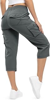 TBMPOY Donne Cargo Capris Escursionismo Pantaloni leggeri Quick Dry Casual Viaggio All'aperto Sciolto Cropped Cotone 6 Tasche, grigio scuro, XS
