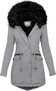 Winter Jacket Women's Warm Lined Parka Winter Coats Winter Coat Elegant Hooded Jacket Windproof Fleece Jacket Warm Medium Length Coat with Pockets Coat Zip Transition Jackets Women Winter Thick