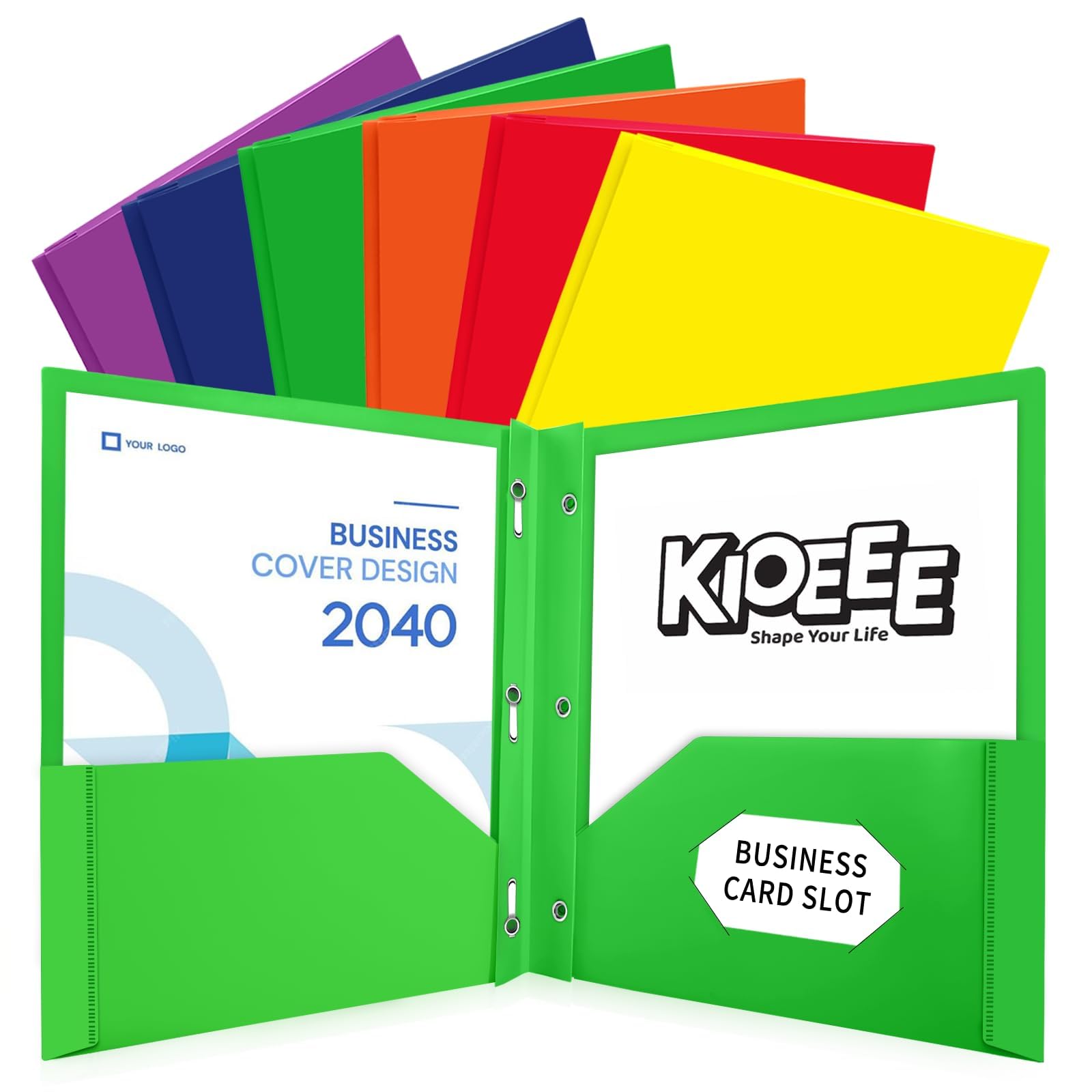 KIOEEE 6 Pack Heavy Duty Plastic Folders with 2 Pockets and 3 Prongs,Fit Letter 