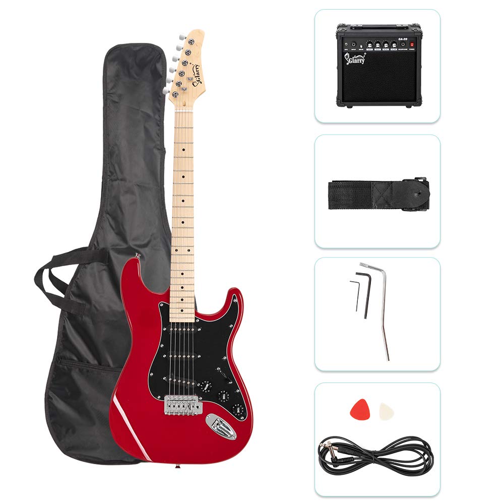 GLARRY Full Size Electric Guitar for Music Lover Beginner with 20W Amp and Acces