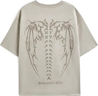 EMMIOL メンズ Y2k バギーシャツ グラフィックTシャツ オーバーサイズ クルーネック 半袖 ストリートウェア Tシャツ 夏 トップス 2026