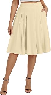Belle Poque Women Pleated A Line Skirt Below Knee Length