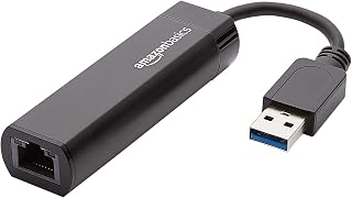 Amazon Basics USB 3.0 to 10/100/1000 Gigabit Ethernet Internet Adapter, Black, 1-Pack
