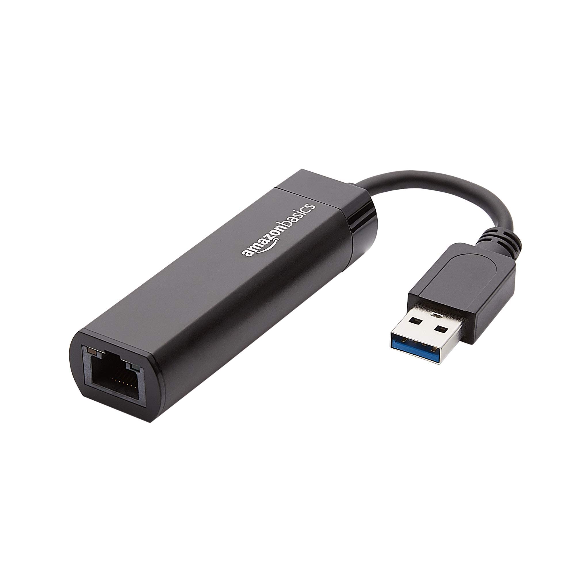 Amazon Basics USB 3.0 to 10/100/1000 Gigabit Ethernet Internet Adapter, Black, 1