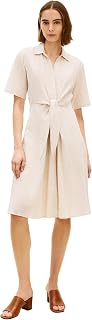Tommy Hilfiger Womens Short Sleeve Linen Shirt Midi Dress with PocketsCasual Dress