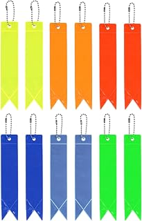 12 Pack Safety Reflector Tag Pendant Reflective Safety Key Chain Gear Backpack Cycling Running Wheelchair Multicolor