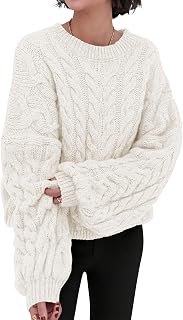 PRETTYGARDEN Women Sweaters Autumn 2024 Knitted Cable Long Sleeve Round Neck Oversized Sweater Chunky Pullover Loose Dresses
