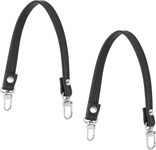 Leather Handbag Strap 2 Pieces 10 Inch Leather Strap Replacement for Handbag Women Repair Accessories Black