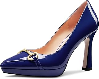 Castamere Women's High Platform Heel Heel Pointed Toe Slip-On Metal Chain Pumps Wedding Office Casual 10 CM Heels