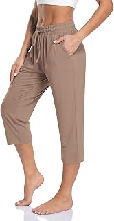 TARSE Womens Soft Drawstring Casual Yoga Pants with Pockets