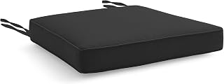 Water Resistant Chair Cushions with Ties for Indoor and Outdoor Use - Patio Furniture Seat Pads with Durable Polyester Fabric - Ideal for Dining, Lawn, Garden, Coffee Shop (44 x 50 x 5cm, Black)