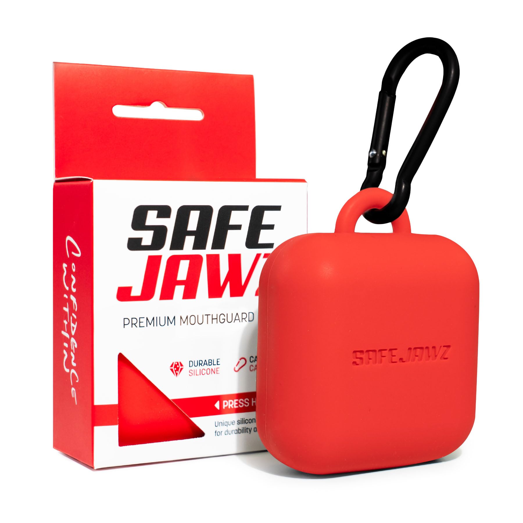 SAFEJAWZ Premium Mouthguard Case with Carabiner Clip, Durable and Flexible Silic