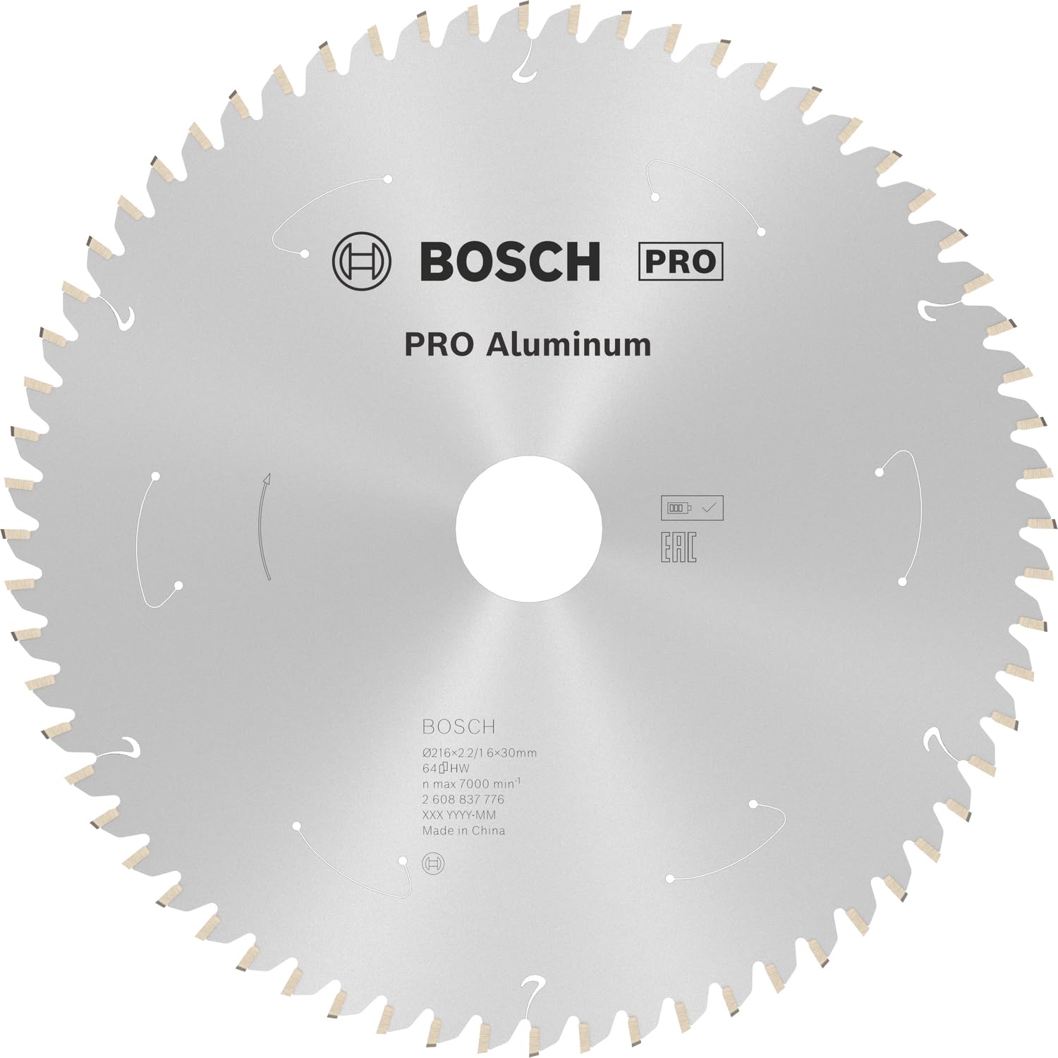 Bosch 1 x Pro Aluminium Cordless Circular Saw Blade, 216 x 2.2 x 30 mm