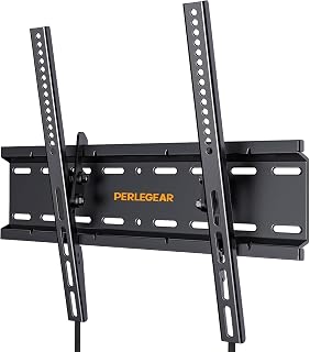 Perlegear Tilt TV Wall Bracket for 26-60 inch TVs up to 52kg | 30mm Low Profile to Save Space, TV Bracket with Safe Pull String, Slim Wall Mount for Flat or Curved TVs, Max VESA 400x400 mm