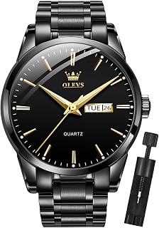 OLEVS Luxury Mens Chronograph Lunar Phase Two Tone Stainless Steel Waterproof Luminous Business Calendar