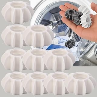 10 Pcs Reusable Anti-Tangle Silicone Washing Machine Cleaning Balls, Floating Pet Hair Removal Tools, 1.5 x 0.7 Inch (White)
