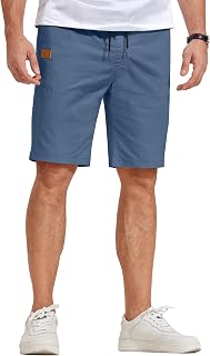 COOFANDY Men's Casual Shorts Cotton Elastic Waist Drawstring Shorts Lightweight Summer Beach Shorts