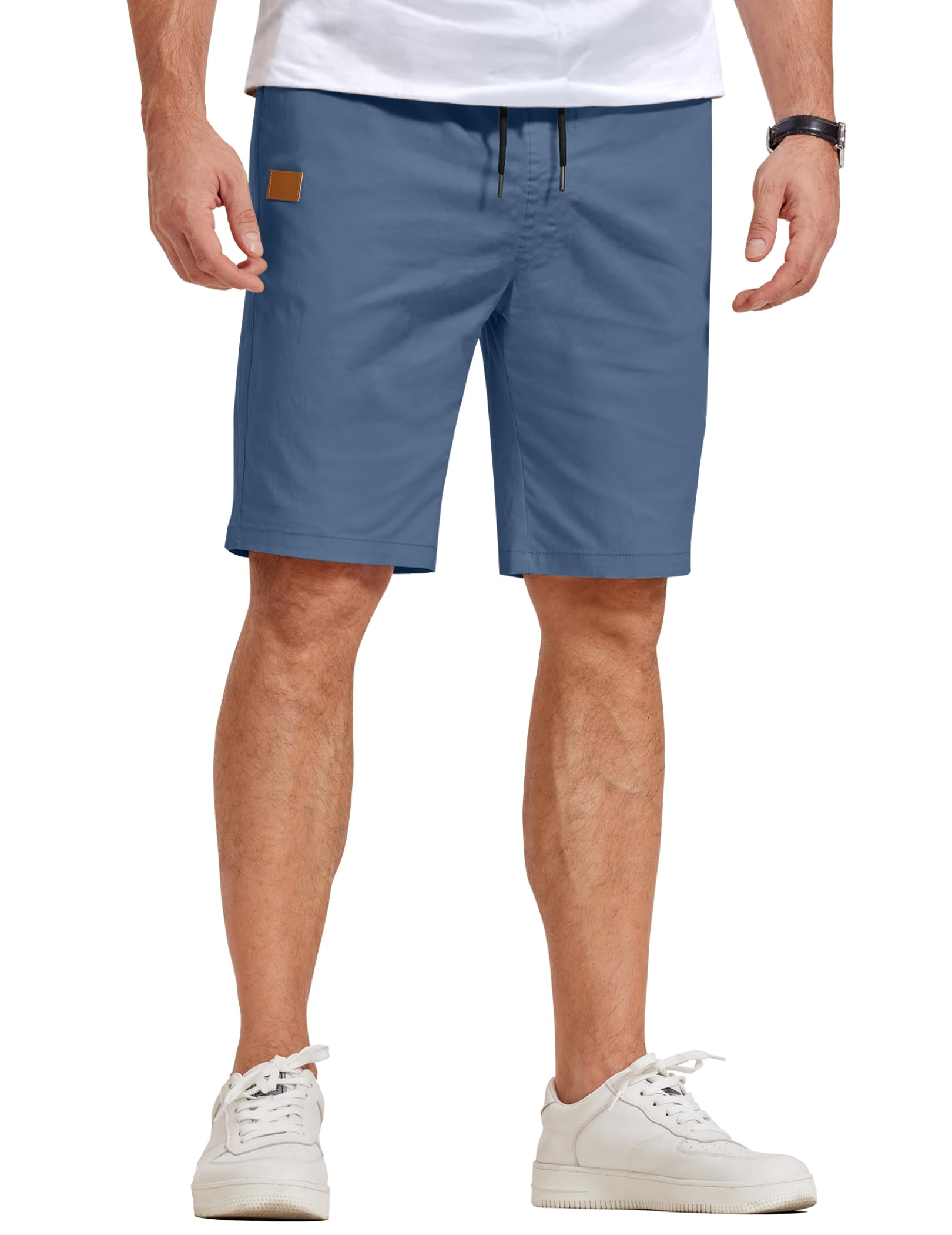 COOFANDY Men's Casual Shorts Cotton Elastic Waist Drawstring Shorts Lightweight 