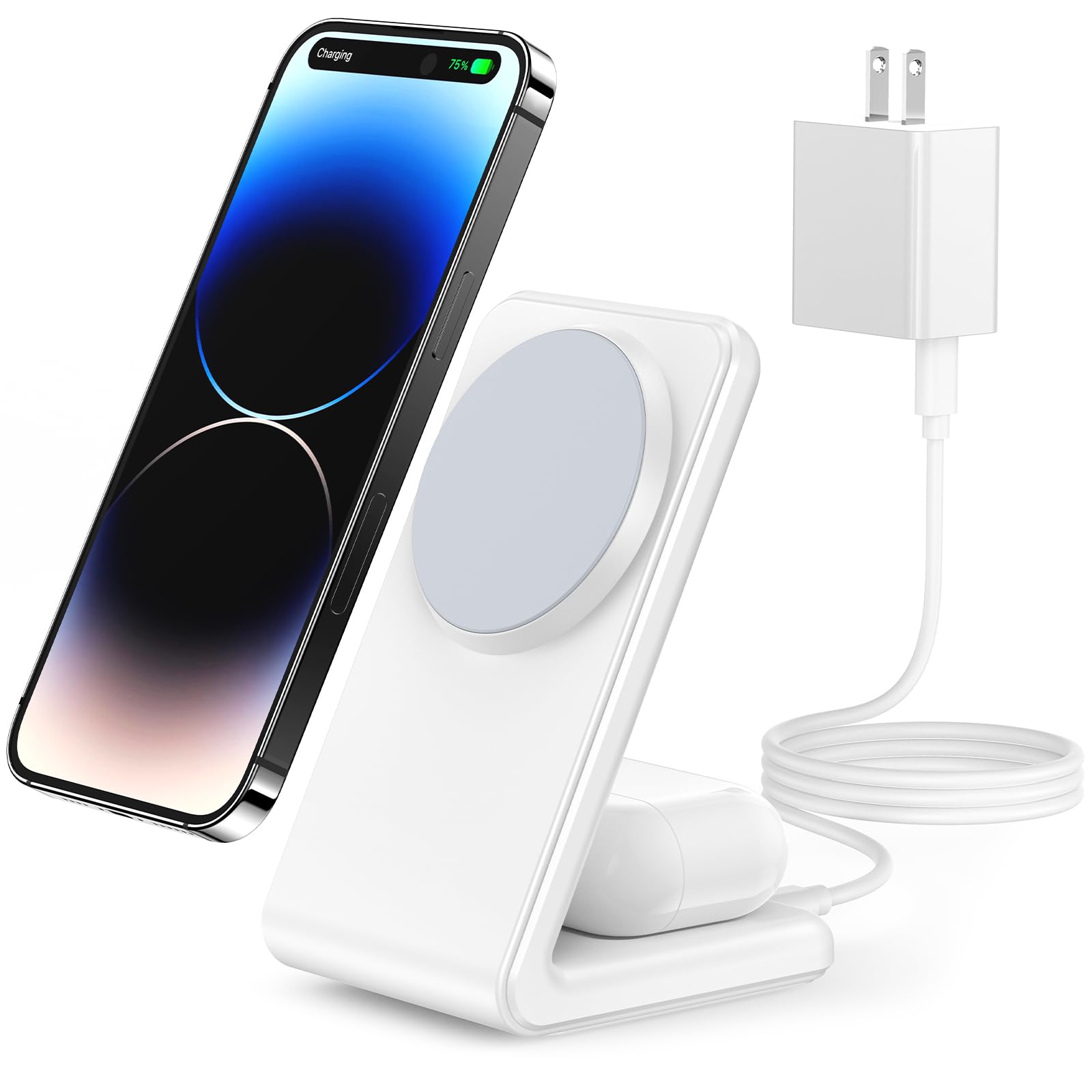2-in-1 for Magsafe-Compatible Charger Stand with PD 20W USB-C Charger Block & Ca