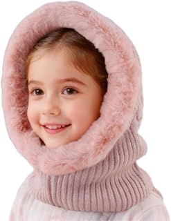 Bamery Winter Kids Balaclava Hat 4-13 Years Boys Girls Knitted Warm Neck Head Cover for Cold Weather