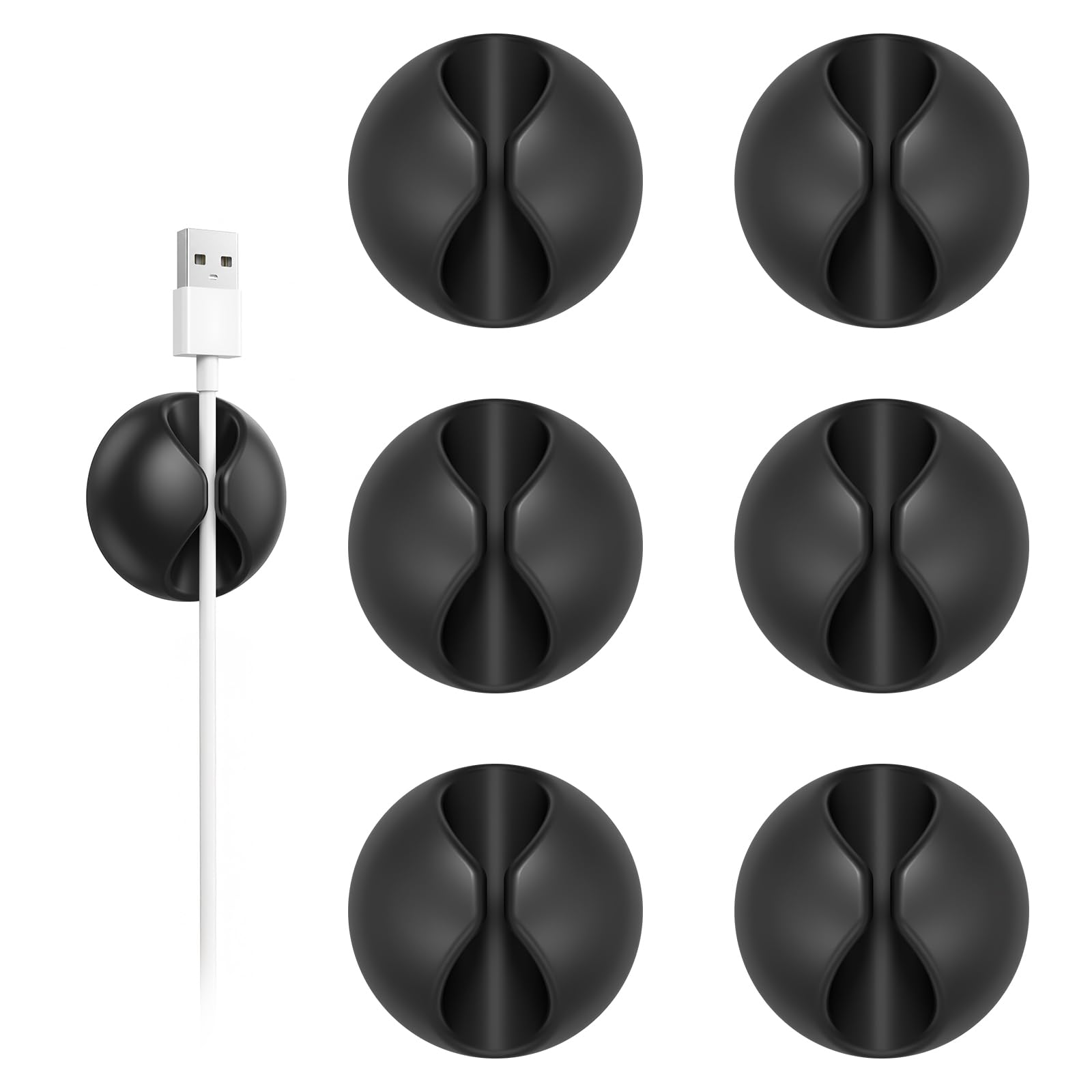 Shintop 6pcs Cord Holder for Nightstand, Self-Adhesive Cable Clips | Rubber Cord