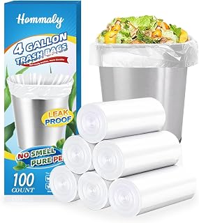 4 Gallon 100pcs Small Clear Trash Bags Strong Clear Garbage Bags, Bathroom Trash Can Bin Liners, Plastic Bags for Office Home Kitchen, Waste Basket Liner, Fit 12-15 Liter, 3-4 Gal（4G100-Clear）