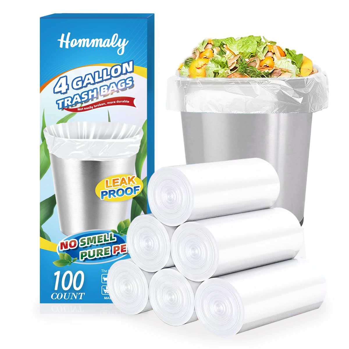 4 Gallon 100pcs Small Clear Trash Bags Strong Clear Garbage Bags, Bathroom Trash