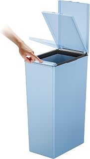 EKO Morandi 40L Kitchen Recycling Bin with Touch Top Lid, Slim Plastic Trash Can with Recycling Stickers and Easy Clean Surface, Compact Design for Home or Office