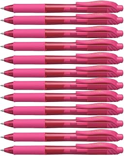Pentel EnerGel BL107-P Gel-Ink Roller Ball Pens with Click Top, 0.35 mm - Pink (Pack of 12)
