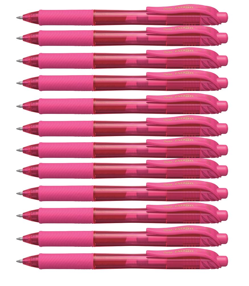 Pentel EnerGel BL107-P Gel-Ink Roller Ball Pens with Click Top, 0.35 mm - Pink (