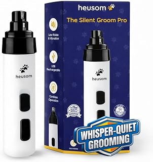 Heusom Silent Groom Pro Pet Nail Grinder | Whisper Quiet Dog Nail Grinder | Claw Trimmer for Dogs, Cats & Other Animals | Safe & Stress Free Nail Grooming, Ideal for Sensitive Dogs of All Breeds &Sizes