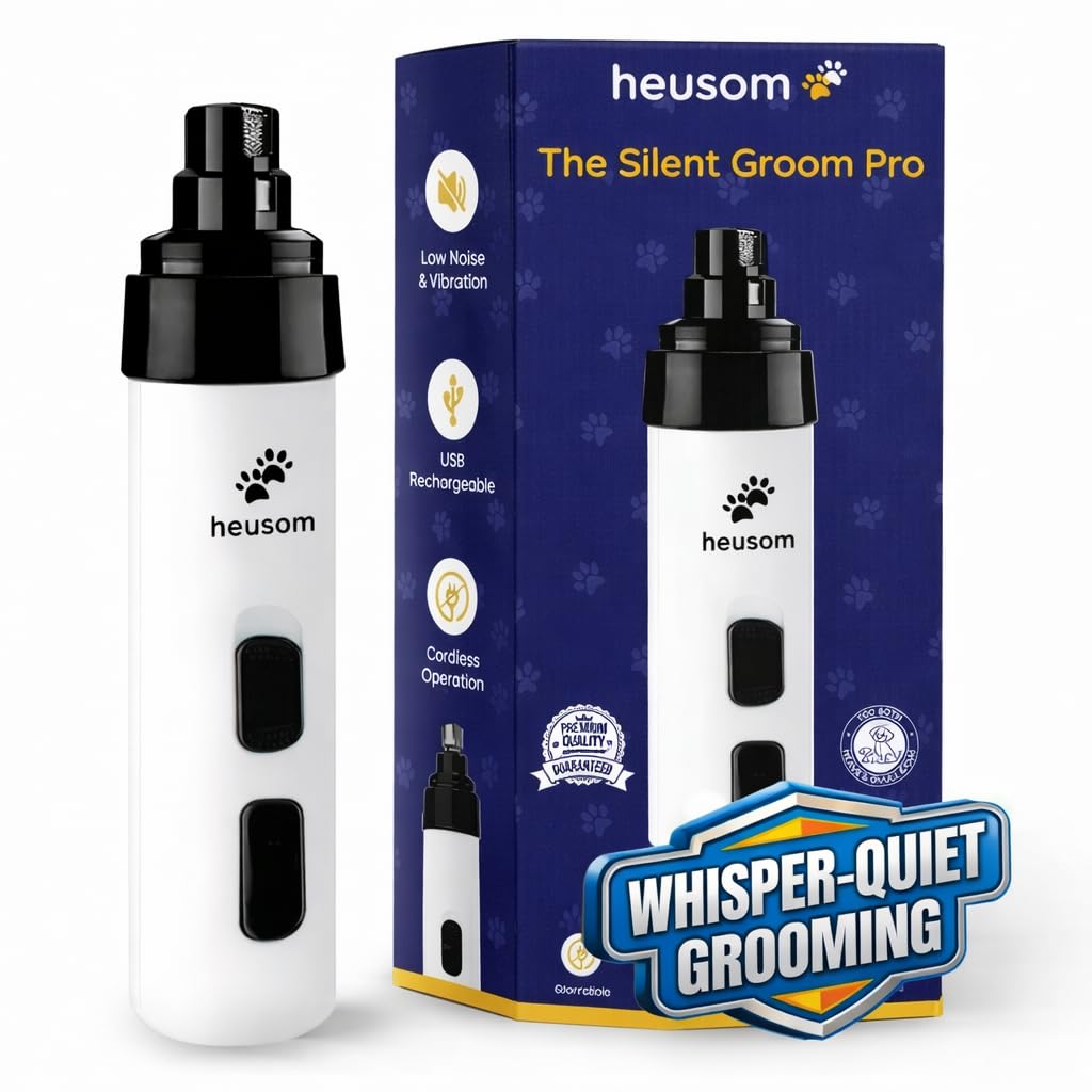 Heusom Silent Groom Pro Pet Nail Grinder | Whisper Quiet Dog Nail Grinder | Claw