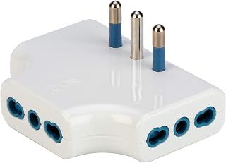 Spaziozero Adapter with Plug 16A 2P+T - 3 Sockets 10/16A 2P+T - White | Space-saving adapter and large 16A plug and 3 bi-valent sockets, white
