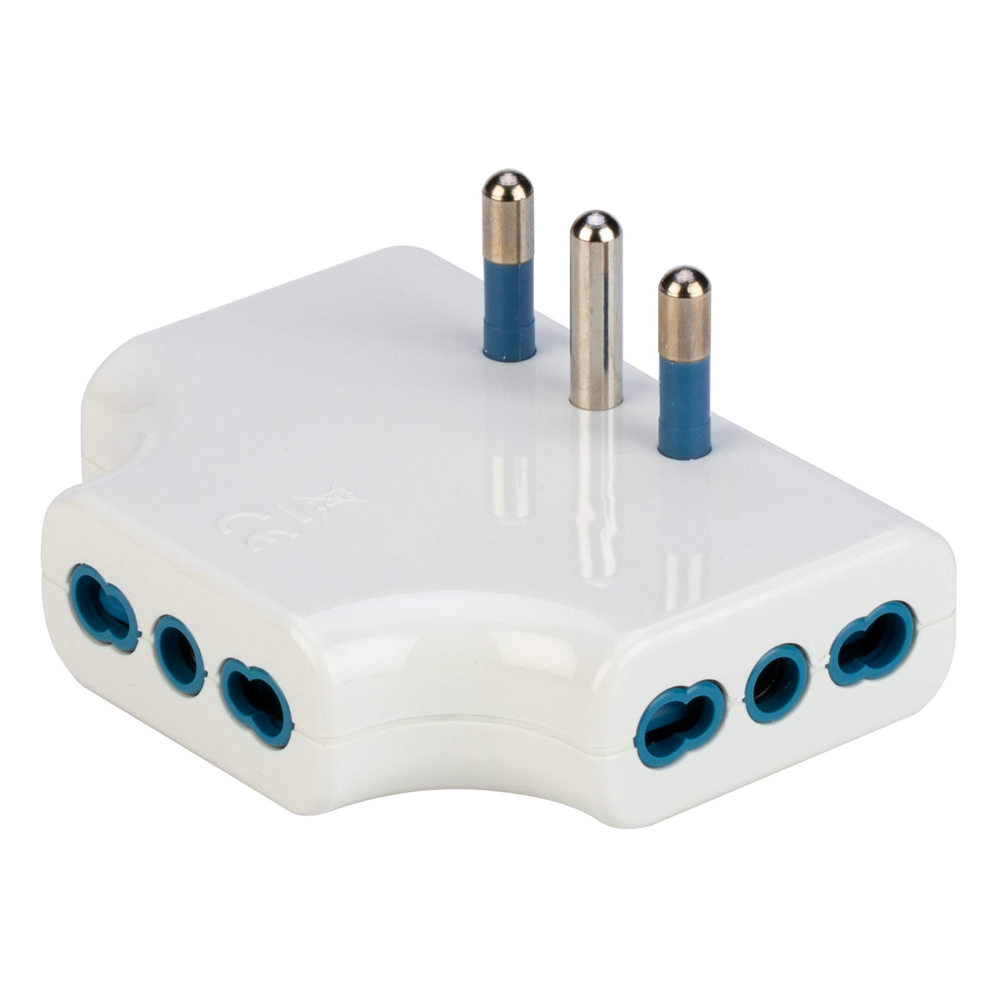 Spaziozero Adapter with Plug 16A 2P+T - 3 Sockets 10/16A 2P+T - White | Space-sa