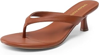 DREAM PAIRS Tongs à talon bas avec lanière, chaussures d'été élégantes à enfiler pour femme
