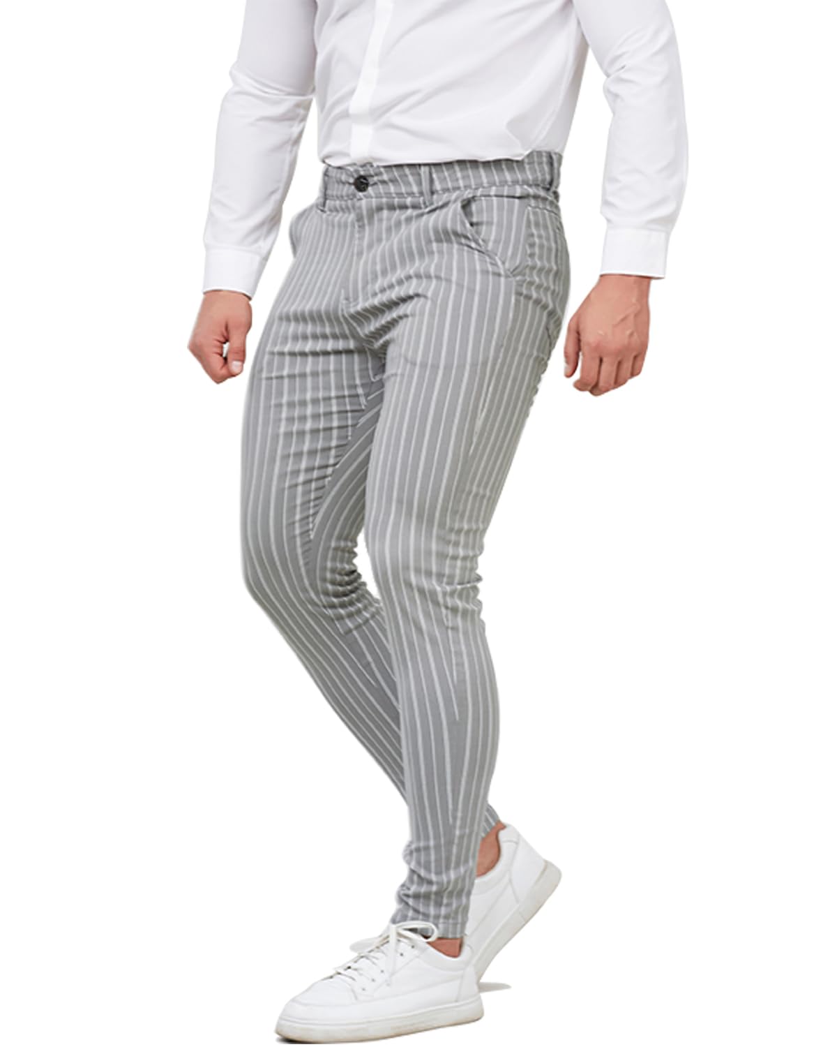 ALLELMS Mens Chinos Slim Fit Stretch Flat-Front Skinny Dress Pants