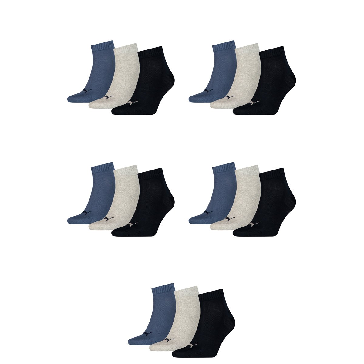 PUMA 3 Pairs Invisible Socks Unisex Mens & Ladies In 3 Colours