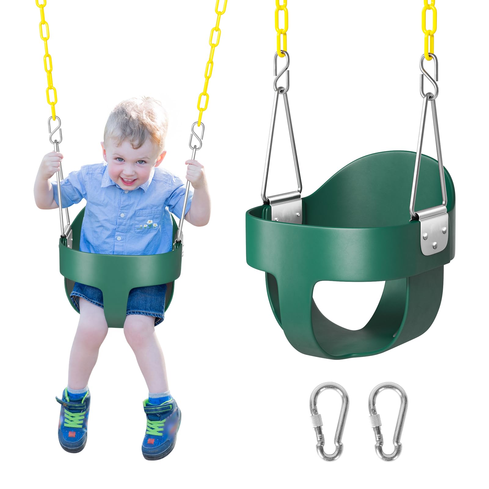 DECORLIFE Toddler Swing, Baby Swing Outdoor –High Back Full Bucket Swing Set, 33