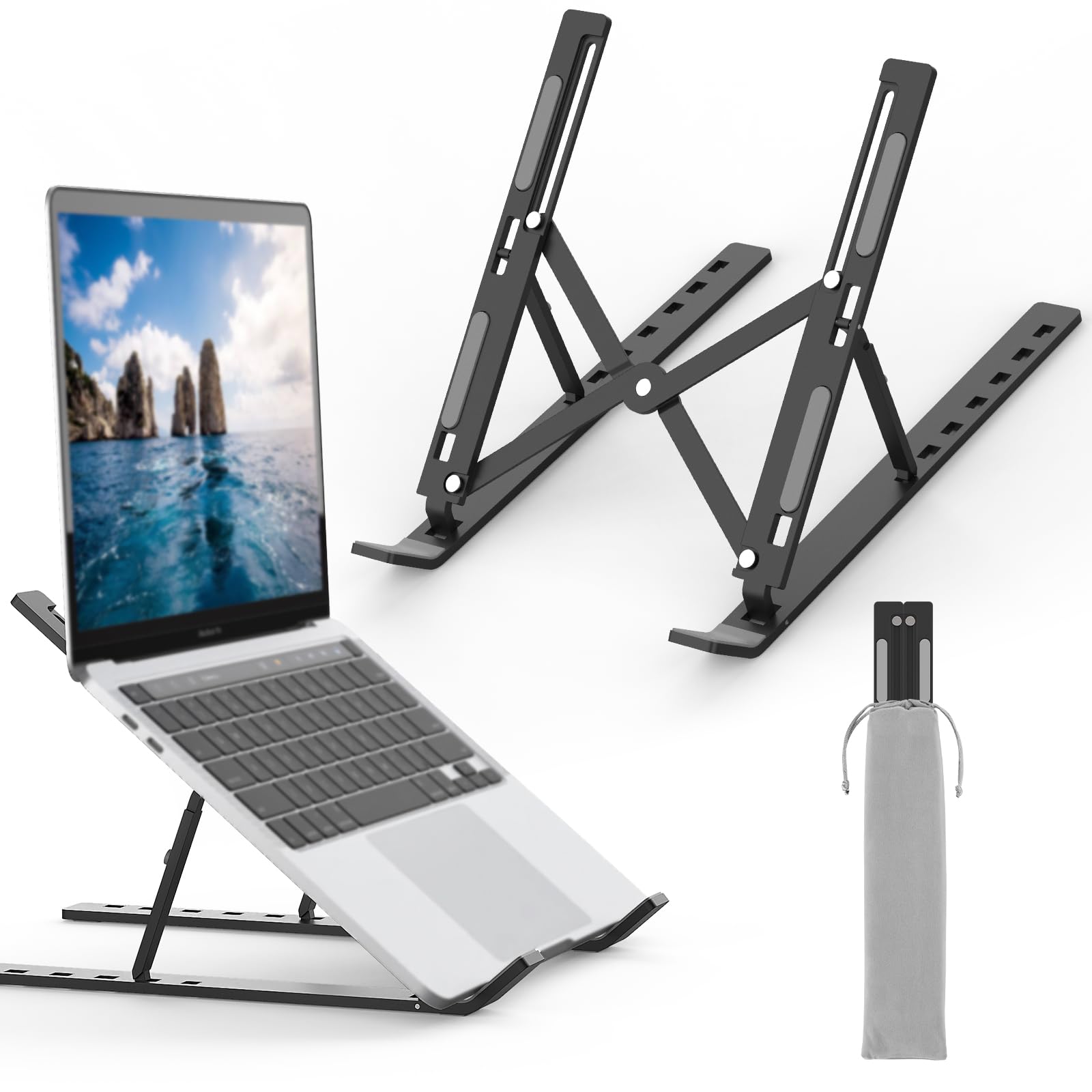 GRIFEMA Laptop Stand for Desk, Aluminum Laptop Riser 7-Angle Adjustable | Portab