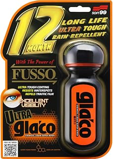 SOFT99 Ultra Glaco Long Lasting Windshield Hydrophobic Coating 70ml | 12-month water-beading formula for car windows. Reduces wiper use &amp; improves visibility in wet conditions.
