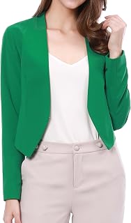 Allegra K Women's Long Sleeve Open Asymmetrical Crop Blazer Jacket, Camel