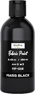 Nicpro Black Fabric Paint, 8.45 oz (250 ml) Paint for Clothes Permanent | Clothing Paint for DIY T-shirts Jeans Crafts, Refresh Furniture Upholstery