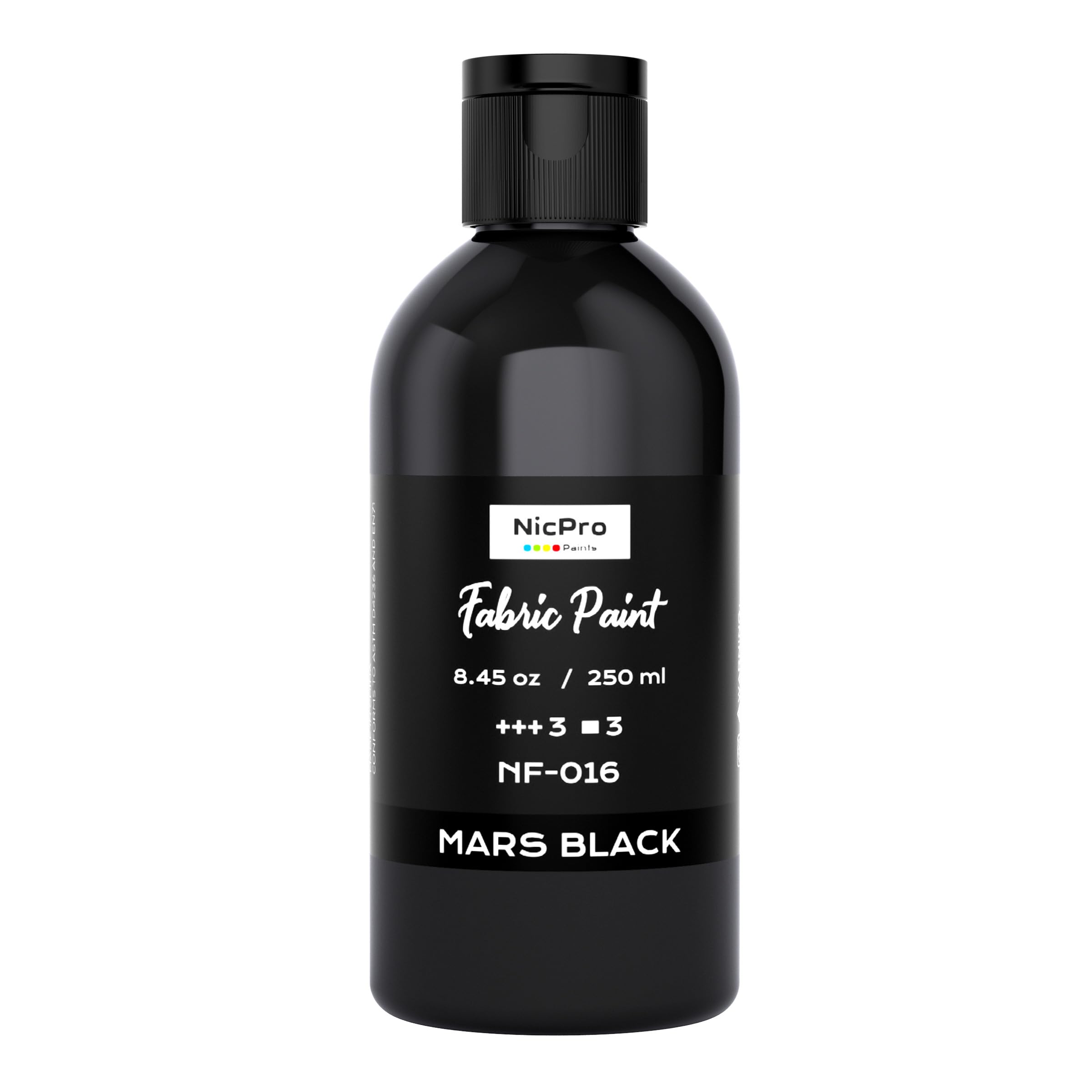 Nicpro Black Fabric Paint, 8.45 oz (250 ml) Paint for Clothes Permanent | Clothi