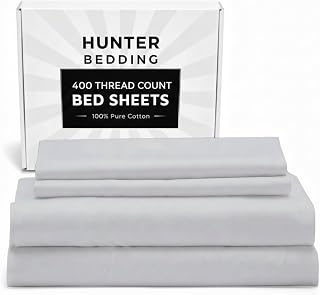 400 TC Pure Cotton Bed Sheets Set Emperor Size – Luxury Hotel Quality, Extra Soft Breathable & Cooling Bedding – Wrinkle Resistant, Easy Fit 40 CM Deep Pocket – 4 Piece Set (Light Grey Solid)