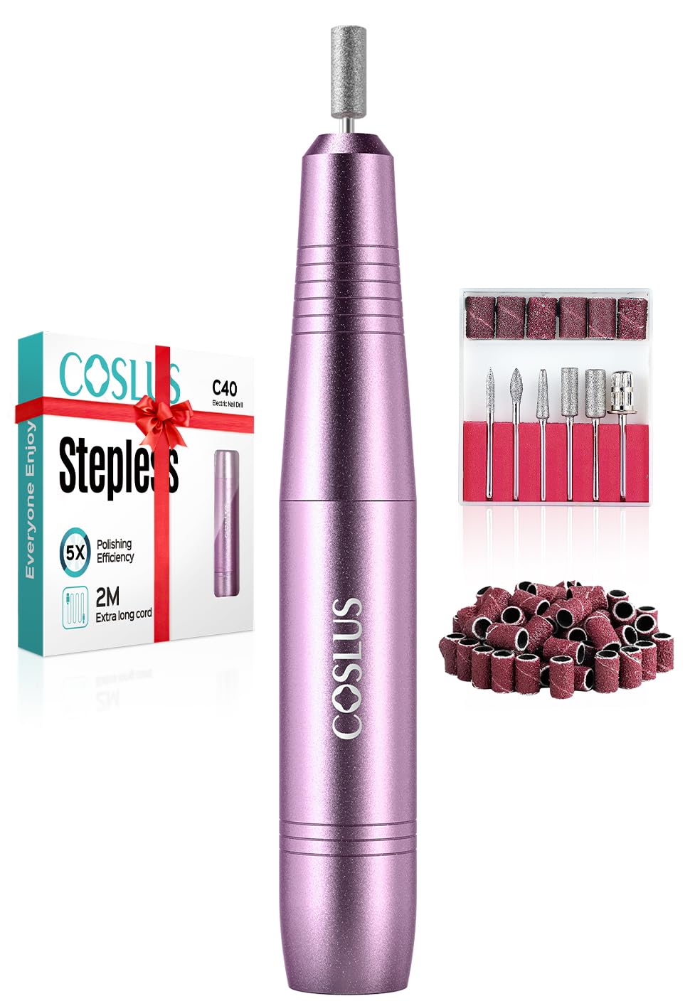 COSLUS C40 Electric Nail Drill Professional, Precise Dial Speed Control | Nail F