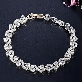 Exquisite Fashion Shiny Cubic Zirconia Bracelet for Women, Simple Holiday Memorial Gift for Girls